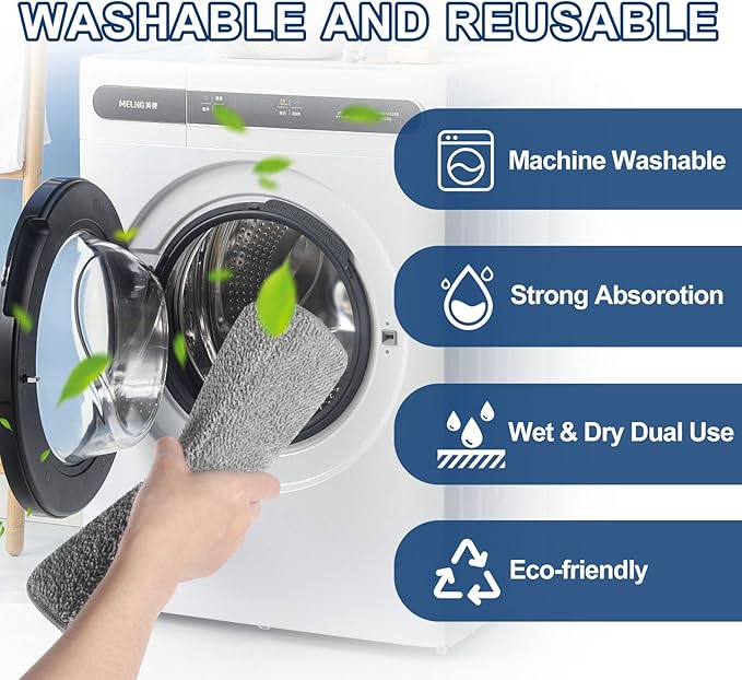 Microfiber Steam Mop Pads Compatible with Wotaste, FODFINU & FEPPO and Seyola Steam Mop Cleaner - Washable and Reusable Replacement Mop Pads for Floor Cleaning, 6 Pack