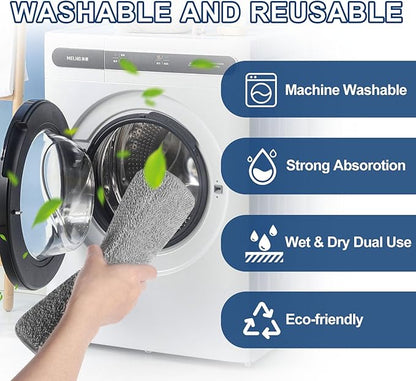 Microfiber Steam Mop Pads Compatible with Wotaste, FODFINU & FEPPO and Seyola Steam Mop Cleaner - Washable and Reusable Replacement Mop Pads for Floor Cleaning, 4 Pack