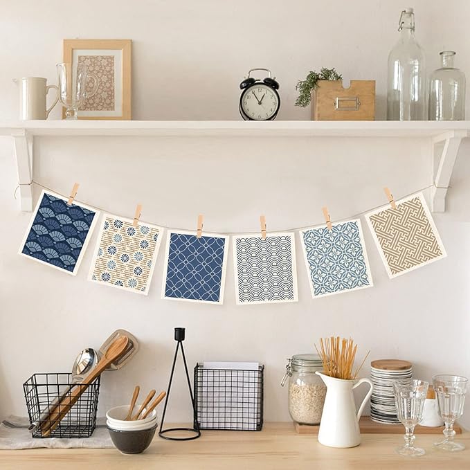 Wholesale Swedish Dish Cloths - 6 Pack Reusable Compostable Kitchen Cloth,Cellulose Sponge Dish Cloths Dish Towel Set (Japanese)