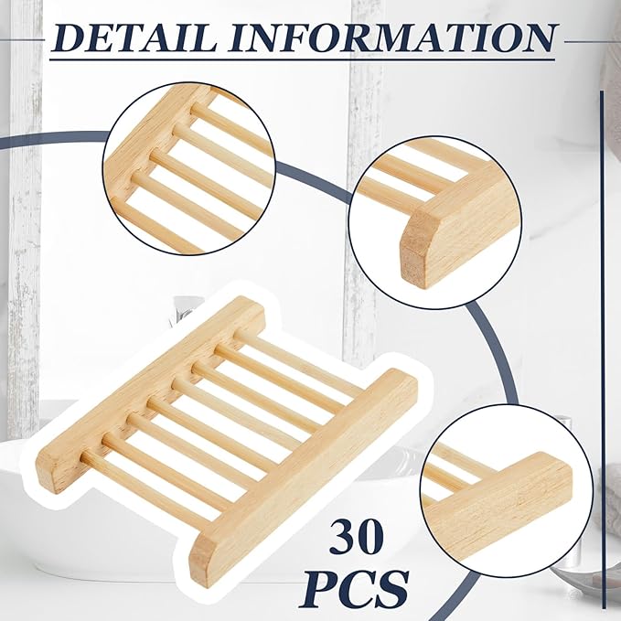 Rtteri 60 Pcs Soap Saver Bags & Bamboo Soap Holder Set Exfoliating Sisal Soaps Washing Bags Self Draining Wooden Bar Soaps Dish for Shower Bath Toilet Kitchen Restaurant