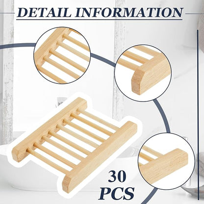 Rtteri 60 Pcs Soap Saver Bags & Bamboo Soap Holder Set Exfoliating Sisal Soaps Washing Bags Self Draining Wooden Bar Soaps Dish for Shower Bath Toilet Kitchen Restaurant