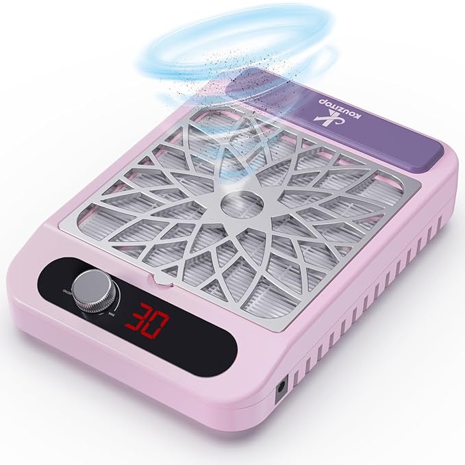 Nail Dust Collector for Nail Techs, Compact & Quiet nail vacuum dust collector with Reusable Filter, Powerful Nail Fan Nail Tech must Haves for Gel Polish, Pedicures, Salon & Home Use, purple