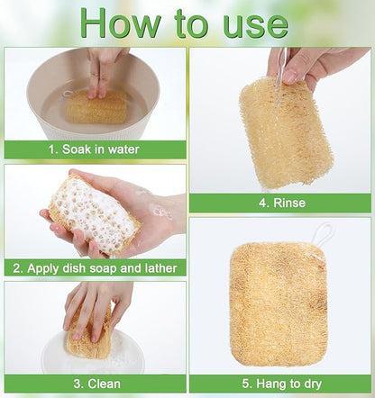 12 Pcs Natural Loofah Dish Sponge, Natural Loofah Dish Sponge, Loofahe's Kitchen Sponges, Scrub Clean