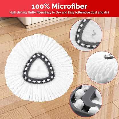 O-Cedar Spin Mop Head, Base, Handle Replacement for EasyWring 1 Tank System, 4 Microfiber Mop Refills, 1 Base and 30-58in Handle Set Combo, White
