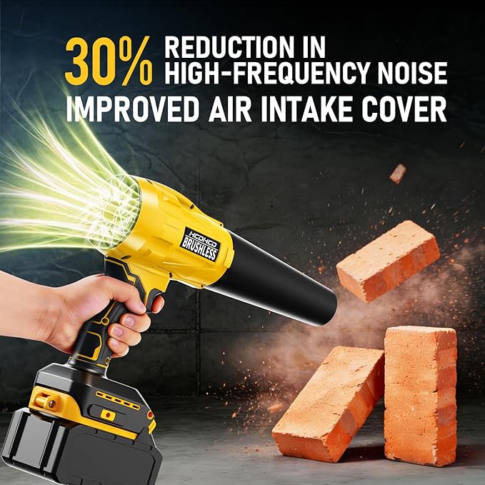 Electric Cordless Leaf Blower for DeWALT 20V Battery, 580,000 RPM Brushless Turbo Jet Blower with 3 Nozzles, Handheld Blower for Patio, Garden, Yard, Leaves, Dust, Garage & Snow Cleaning (Not Battery)