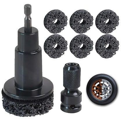 Wheel Hub Cleaning Tool, Wheel Stud Cleaner Includes 6 Grinding, Quick Rust Removal Brake Hub Cleaning Tool, Hub Resurfacing Tool Fits Power Drill or 1/2" Impact Driven Wrenches