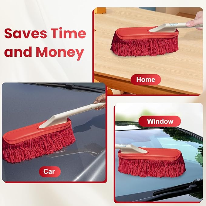 Car Duster Detailing Kit Replacement for California Car Duster Exterior Interior Cleaner Soft Cotton Mop Quickly Safely Removes Light Daily Dust for Car Dust Pollen Removing （Handle Not Included）