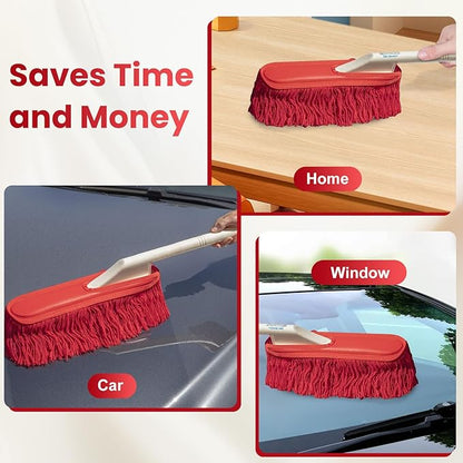 Car Duster Detailing Kit Replacement for California Car Duster Exterior Interior Cleaner Soft Cotton Mop Quickly Safely Removes Light Daily Dust for Car Dust Pollen Removing （Handle Not Included）