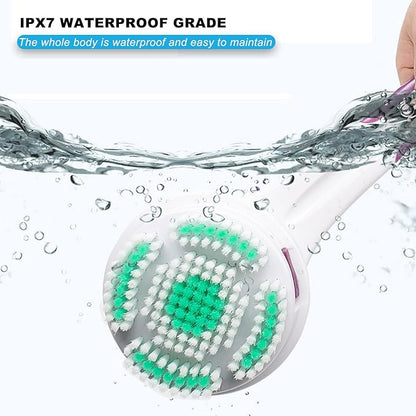 Electric Body Brush,5 Attachments Brush Heads Electric SPA Spin Scrubber for Shower Bathing Cleansing Wash Deep Cleaning with Silicone Rechargeable IPX7 Waterproof