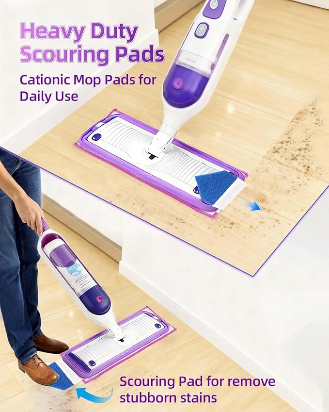 KEEPOW Reusable Power Mop Refills Pads Compatible with Swiffer PowerMop Pad with Scrubbing Pad Microfiber Power Mop Pads Refill for Spray Mop Washable Pads for Multi-Surface Floor Cleaning 4 Pack