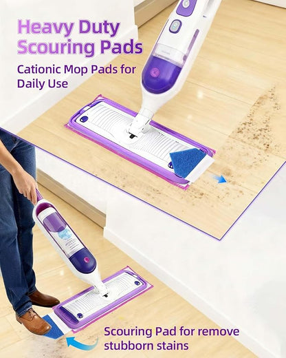 KEEPOW Reusable Power Mop Refills Pads Compatible with Swiffer PowerMop Pad with Scrubbing Pad Microfiber Power Mop Pads Refill for Spray Mop Washable Pads for Multi-Surface Floor Cleaning 4 Pack