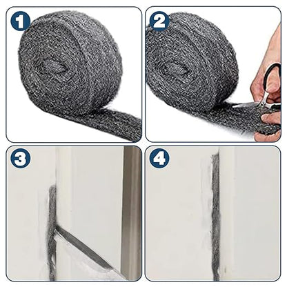 Steel Wool for Rodent Control Steel Wool Mice Control Pads Steel Wool Rodent Barrier Kit Gap Blocker Fill Fabric for Holes Holes/Siding/Pipeline/Vents 4 Pack