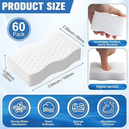 SiliFine Magic Extra Durable Sponge Eraser 3 Layer Density Cleaning Pads in Bulk Thick More Lasting Sponge Eraser for Bathroom Kitchen Floor Bathtub Toilet Cleaner