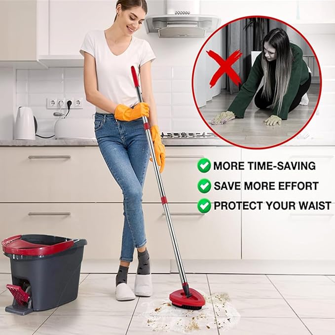 Scrub Brush, 2 Pcs Spin Mop Scrub Brush Head Compatible for O Cedar EasyWring 1-Tank System, Hard Bristle Cleaning Brush for Bathroom, Kitchen, Tub and Tile (2pack Brush)