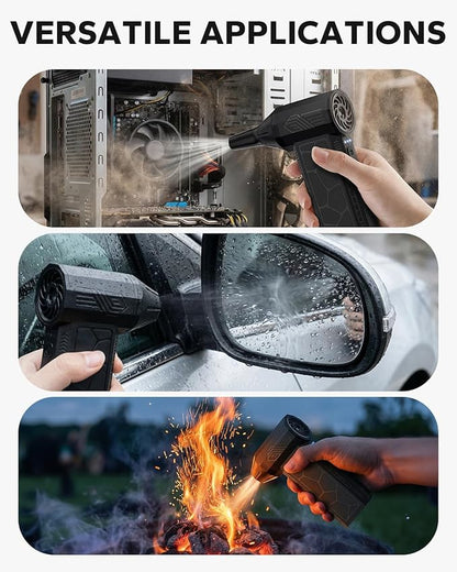 Amazicha Compressed Air Duster, Multi-Gear Adjustable 130000RPM Electric Air Duster, Rechargeable Air Blower with LED Light for Computer Keyboard Home Outdoor Car