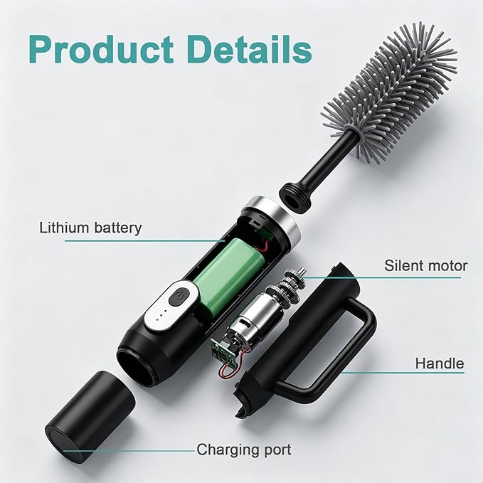 5-in-1 Long Handle Electric Water Bottle Brush, Straw Cleaner Brushes with Removable Brush Head, Water Bottle Brush, Bottle Brush,for Stanley Cups, Baby Bottles, Pacifiers