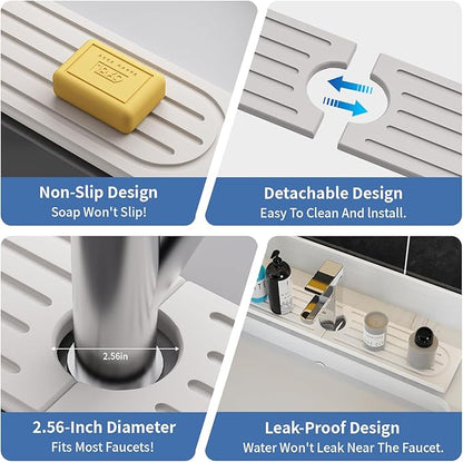 Lyxel Kitchen Faucet Mat, Quick Drying Diatomite Sink Faucet Mat Splash Guard for Kitchen, Water Absorbing Stone Tray for Sink, Absorbent Stone Drying Tray for Bathroom Counter