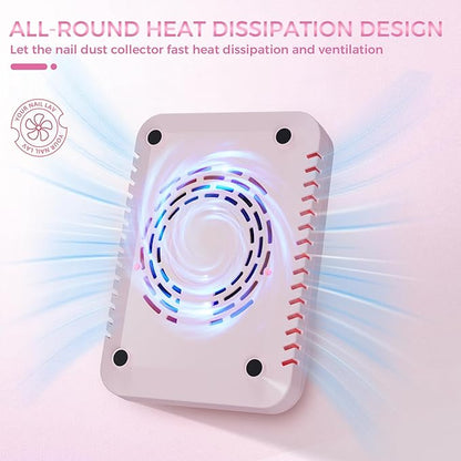 Nail Dust Collector for Nail Techs,Compact & Quiet Vacuum Fan Dust Collector with Reusable Filter, Powerful Dust Suction Machine,Nail Tech Must Haves for Gel Polish,Pedicures,Salon & Home Use, pink