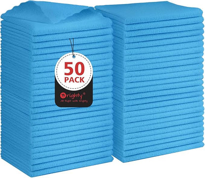 Orighty Cleaning Cloths, Shop Towels 50 Pack, Shop Rags Reusable, Microfiber Cleaning Rags Bulk for Cars, Multi-Purpose Lint Free Towels for Automotive, Mechanic, Kitchen, 11.5’’ x 11.5’’, Blue