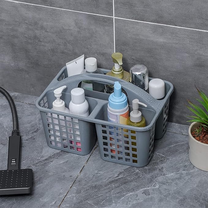 Portable Shower Caddy Basket,Convenient Cleaning Supplies Organizer with Compartments and Handle,Ideal for Bathroom, Bedroom, Kitchen, College Dorm,Garden,etc.12.4" x 7.4" x 5.1"gray