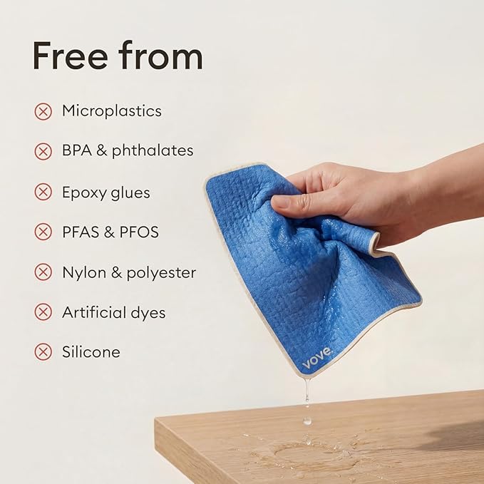 Vove Swedish Dishcloths 5-Pack, Modern Abstract - FSC Certified Cellulose & Cotton, Oeko-TEX Standard 100, Reusable Washable Kitchen Cleaning Cloths, Eco Friendly Floral Design