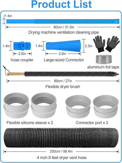 Dryer Vent Hose and Cleaning Kit,Dryer Vent Cleaner Kit,Dryer Vacuum Hose Attachment with Dryer Lint Brush and Dryer Cleaning Hose,Dryer Duct Cleaning Kit,Dryer Lint Cleaner,Dryer Vent Kit,Dryer Vent