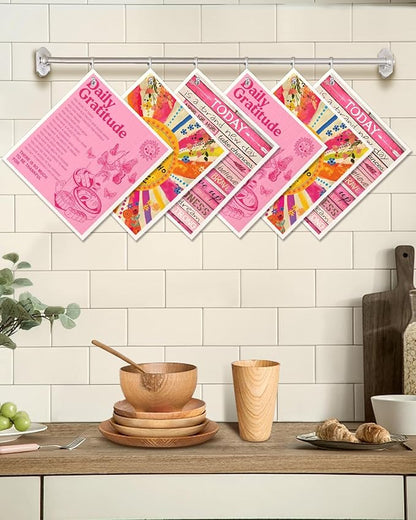 Miss Adola 6 Pack Swedish Dishcloths for Kitchen - Reusable Dish Cloths for Washing Dishes Absorbent Cute Funny Kitchen Towels Cleaning Sponge, Positive Words