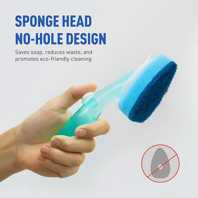 Non Scratch Dishwand Refills Sponge Heads, Heavy Duty Scrub Brush Sponges, Soap Dispensing Scrubbers, Common Compatible Dish Wand Refill Head Replacements for Kitchen Sink Dishwashing Cleaning