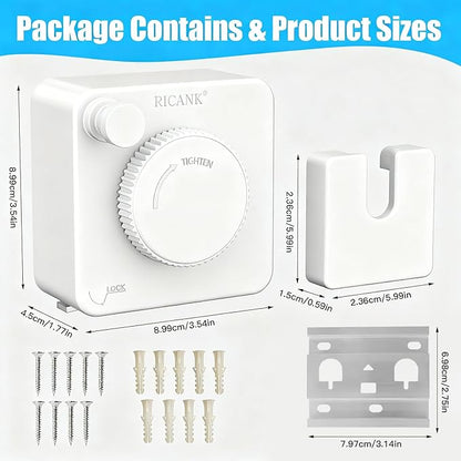 Retractable Clothesline Indoor - Non-Sagging Retractable Clothesline Outdoor - Retracting 13.8 Ft Heavy Duty Drying Clothes Line - Wall Mounted Stainless Steel Laundry Line (White, Square)