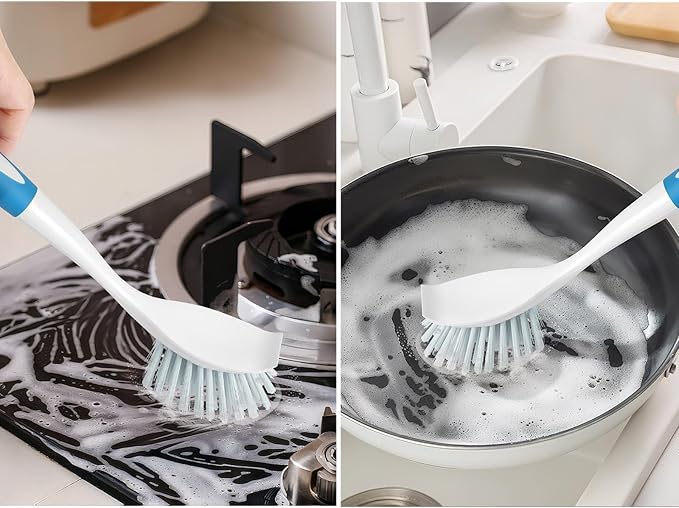 Dish Brush with Handle, Firm & Stiff Bristles Dish Scrubber for Pots, Pans & Sink Cleaning, 20 Bulk Pack