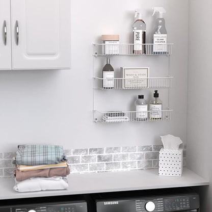 ClosetMaid 3-Tier Hanging Wall Mounted Metal Rack for Spices, Shelf Storage, Pantry Organization, Laundry, Kitchen, Bathroom, White, 8022 (Pack of 2)