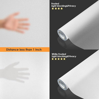 MAGIDEKOR Window Privacy Film with Installation Tools, Frosted Glass Window Film, Heat Blocking Static Clings Reusable Frosting Window Film for Bathroom, Home, Office - 29.5 Inch X 6.5 Feet