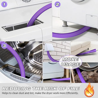 Sealegend Dryer Vent Cleaner Kit - Vacuum Hose Attachment & Lint Brush,Dryer Vacuum Hose Attachment Fit Most Vacuums and Dryer, Refrigerator Coils & Behind Appliances, Purple