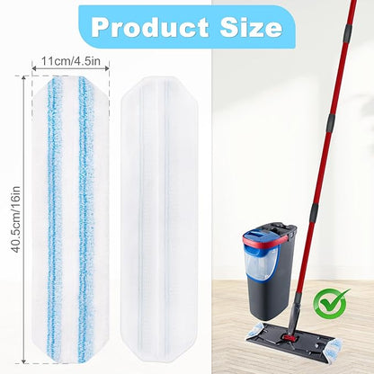 Mop Replacement Pads for OCedar H2prO Flat Mop System, 6 Pack Mop Pads for Ocedar H2prO Flat Mop, Machine Washable and Reusable Microfiber Mop Heads Replacements, Mop Refills Safe on Various Floors