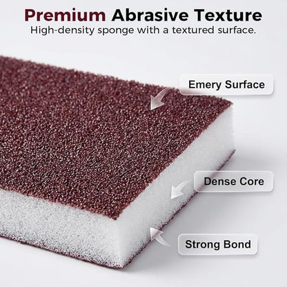 Carborundum Sponge Pads, Heavy Duty Scouring Sponges for Stainless Steel Pans, Reusable Cleaning Scrub Pads, Removes Grease Stains, Kitchen Dish Cleaning Tools (30)
