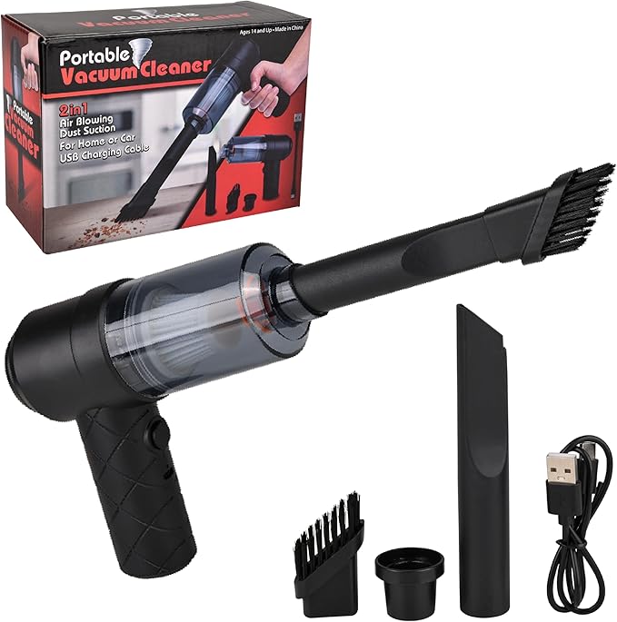Mini Handheld Vacuum Cleaner – 12" Compact Cordless Design for Tight Spaces, Car Interiors, Desk Crumbs & Building Bricks Toy Cleanup – Boxed, USB-C Rechargeable, Lightweight & Portable