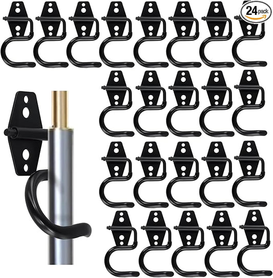 24 Pack Broom Holder Wall Mount, Heavy Duty S Hooks Tool Hangers Metal Garage Hooks for Brooms Mops Shovels Raks, Black