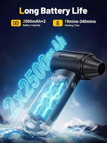 Electric Air Duster 130000RPM, Compressed Air Duster Cordless Rechargeable, 3-Speed Air Blower with 4 Nozzles, Keyboard Cleaner for PC Computer Electronics Car Cleaning