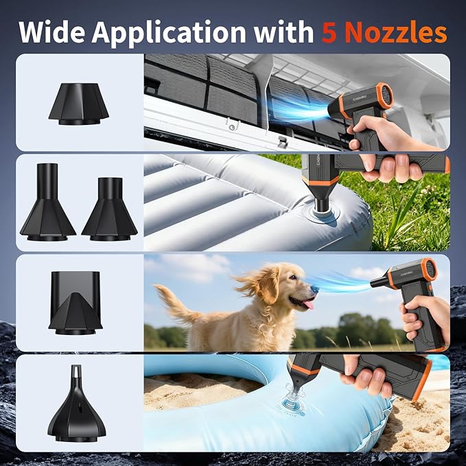 Compressed Air Duster,110000RPM Super Power Cordless Electric Air Duster,Rechargeable Brushless Motor Blower,3-Gear Adjustable Turbo Fan Duster Blower for Computer,Car,Outdoor and House