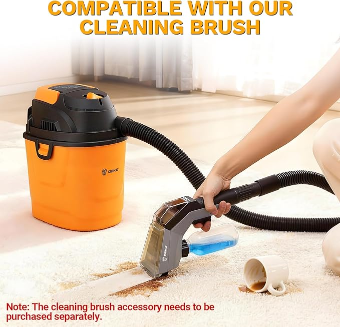 DEKOPRO Shop Vacuum Wet and Dry:1.5-Gallon 2 Peak HP Portable Small Shop Vac, Car Vacuum with 1-1/4 Inch 4Ft Hose, 6 Ft Cord,Mini Shop Vac for Homes, Pets, and Cars
