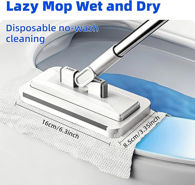 Clip on Mini Mop for Kitchen Counter & Floor – No Wash & Cloth Changing Lazy Mop | Automatic Gripping & Zero-Touch Press-Grip System with 20 Cloths