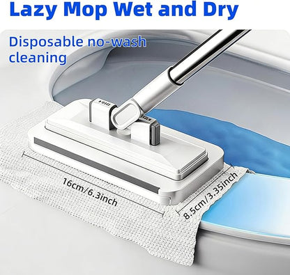 Push Clamp Mini Mop Stick with 39in Short Handle — Zero-Touch Gap Dust Cleaner & Press Lock Small Mop Head, Lazy Mops Wet and Dry for Kitchen Bathroom Toilet Cleaning with 10 Cloths