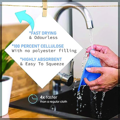 Wholesale EcoJeannie Eco-Friendly German Cleaning Cloth 100% Biodegradable Cellulose Sponge Cloths, Kitchen Cloths, GMO-Free, Reusable - Made in Germany Packaged in P.R.C. (8 Pack)