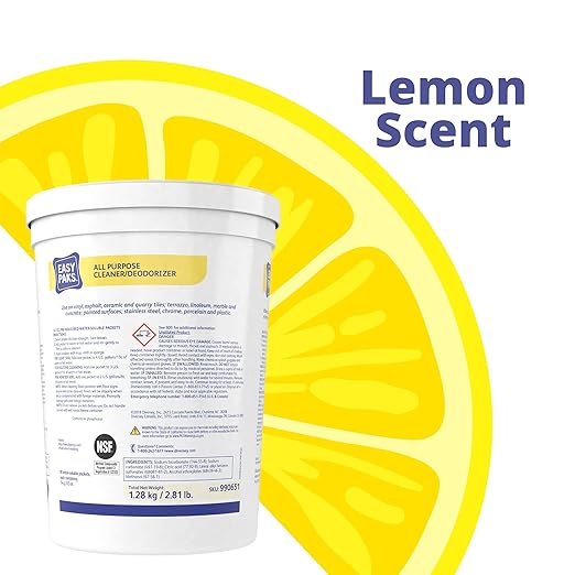 Diversey 990651 Easy Paks All Purpose Cleaner & Deodorizer, Water Soluble Paks make Effervescent Solution with Lemon Scent, Yellow, 90-Paks, 1 Tub (Pack of 2)