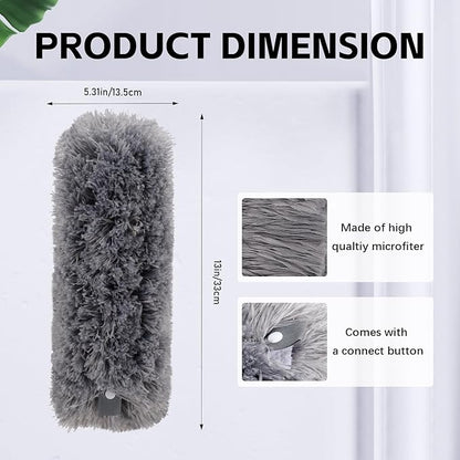 Reusable Microfiber Duster Refills Compatible with OXO & MR.SIGA Duster - Washable Duster for Household Cleaning Dusting Furniture Blind Ceiling Fan - 2Pack Grey (Handle NOT Included
