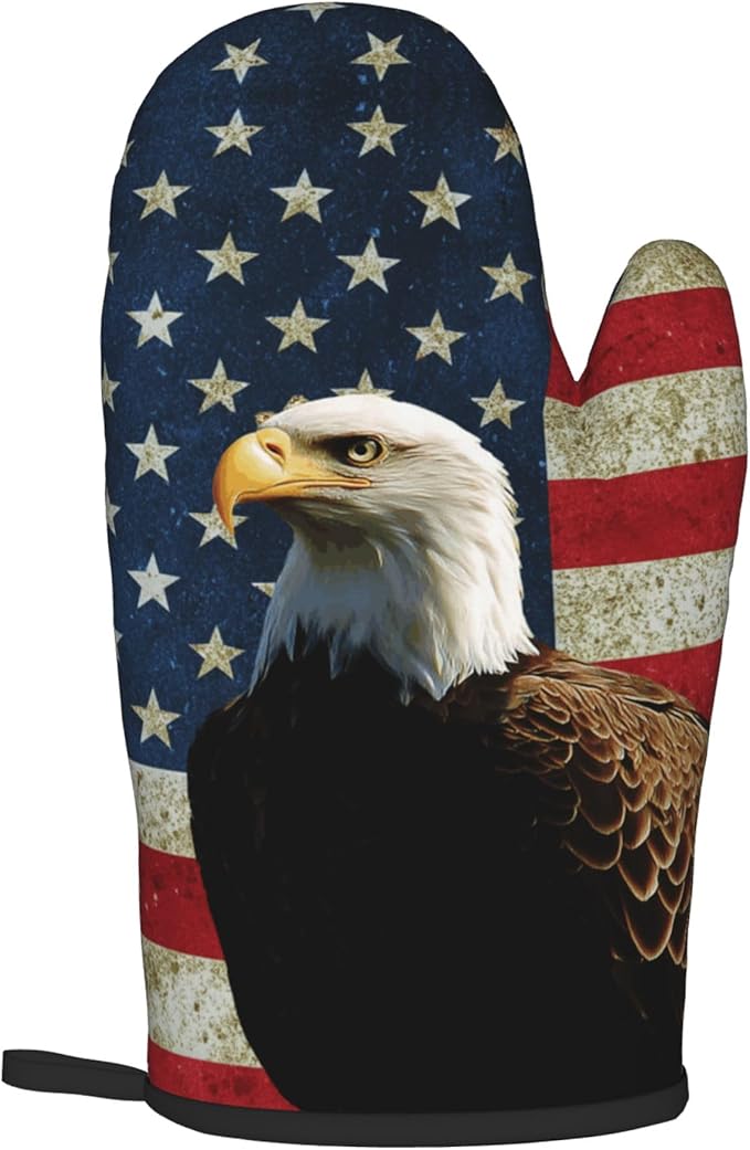 Patriots Oven Mitts - Rustic American Flag Kitchen Mitts Pot Holders Patriotic Hot Mitts 4th of July Hot Pads Sets of 2 for Cooking Baking Grilling