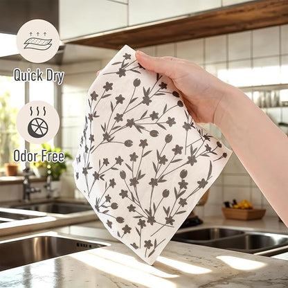 Mabor 5 Pcs Swedish Dishcloths for Kitchen Geometric Washable Dish Rags Reusable Cleaning Paper Towels Absorbent Counter Dish Cloth Kitchen