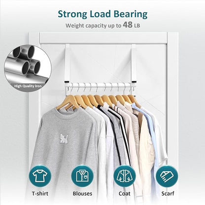 Optish Foldable Over The Door Hanger - Space-Saving Drying Rack for Coats & Clothing, Small Clothes Organizer, White