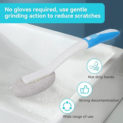 2PCS Toilet Cleaning Pumice Stone, Stains Hard Water Ring Remover Bathroom Cleaning Brushes Toilet Pumice Stone with Handle for Toilets, Bathtubs, Pool (2PCS)
