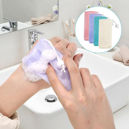 8 PCS Soap Mesh Bag, Multicolor Bar Soap Saver Bags Soft Soaps Sleeve Portable Soaps Mesh Bags with Drawstring for Men Women Shower Facial Body Cleaning